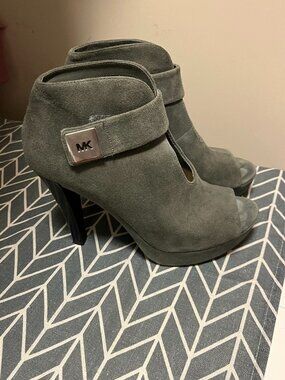 Michael Kors Devenport Suede Leather Cutout Heel Booties